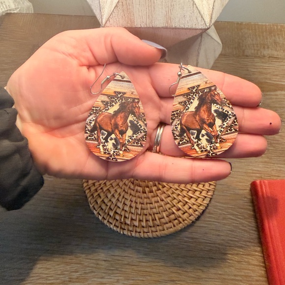 Jewelry - Horse Print Teardrop Earrings